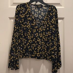 Black and yellow floral blouse